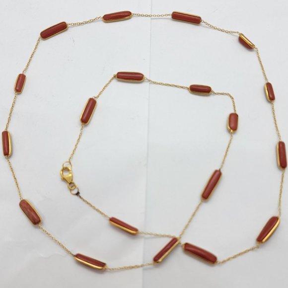 Coral 24k Plate Over Silver Necklace